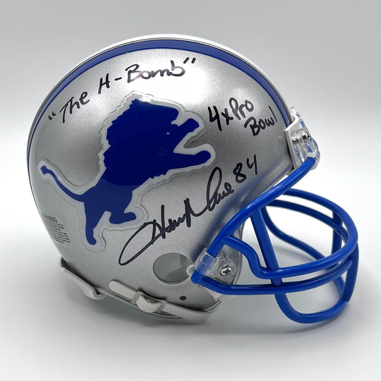 Herman Moore 'H-Bomb' Autographed Detroit Lions Throwback Mini-Helmet Beckett Certified