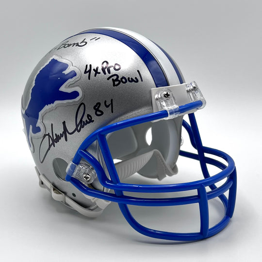Herman Moore 'H-Bomb' Autographed Detroit Lions Throwback Mini-Helmet Beckett Certified
