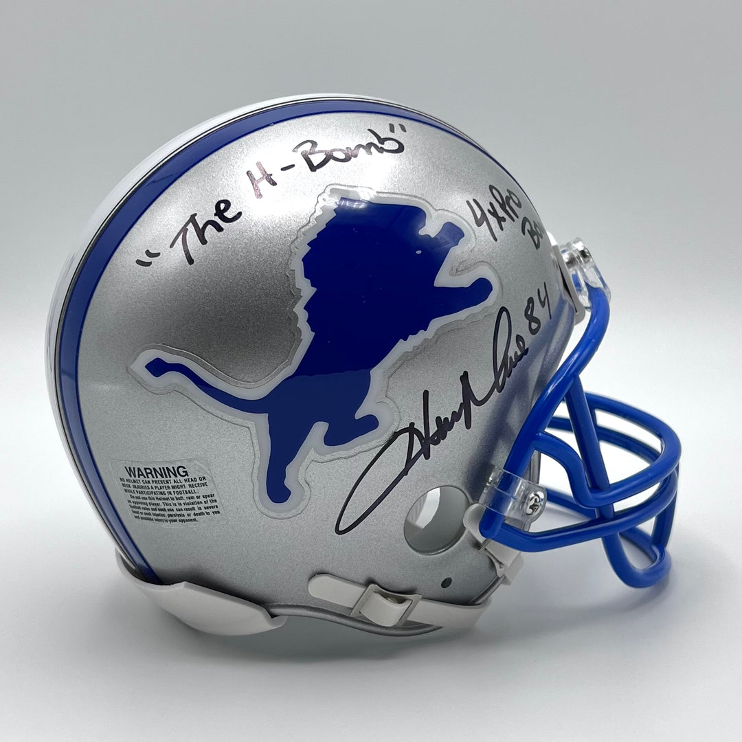 Herman Moore 'H-Bomb' Autographed Detroit Lions Throwback Mini-Helmet Beckett Certified