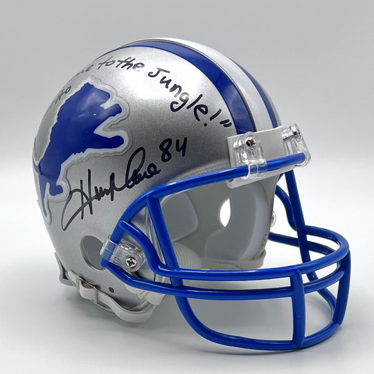 Herman Moore 'Welcome to the Jungle' Autographed Detroit Lions Throwback Mini-Helmet Beckett Certified