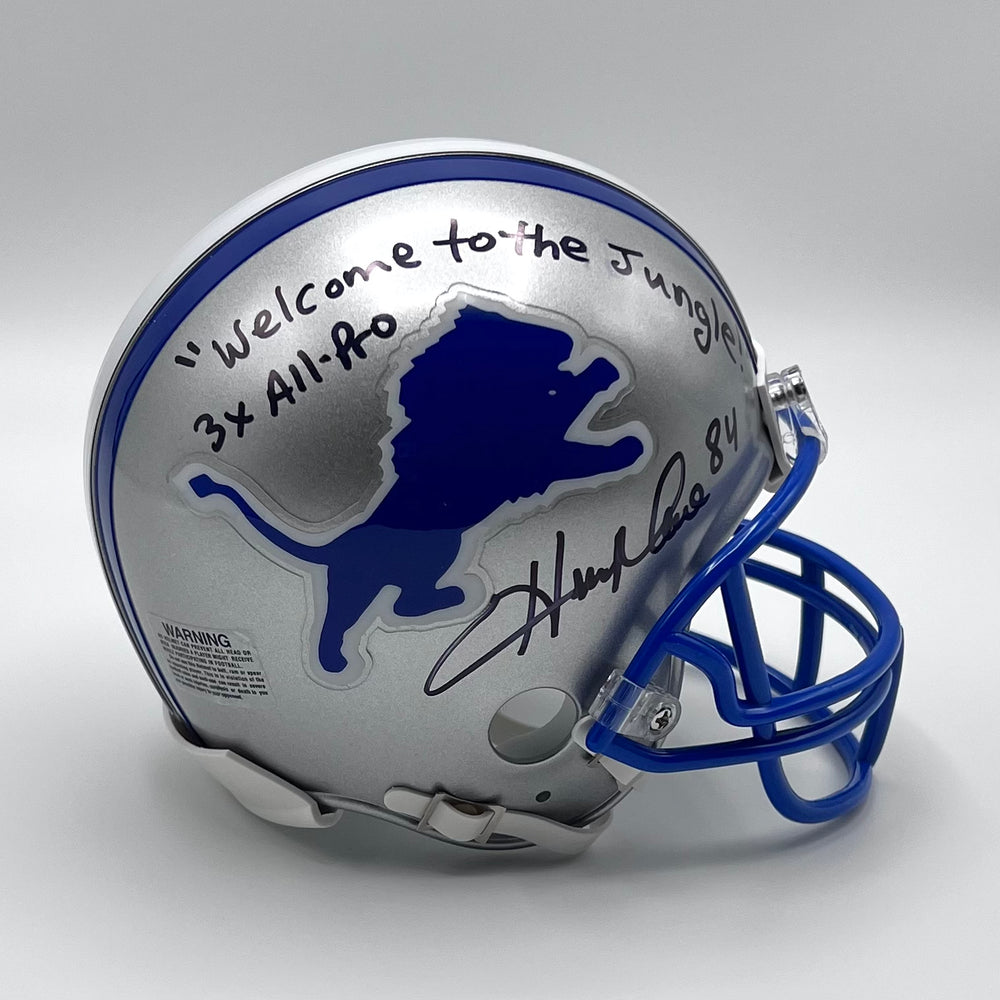 Herman Moore 'Welcome to the Jungle' Autographed Detroit Lions Throwback Mini-Helmet Beckett Certified