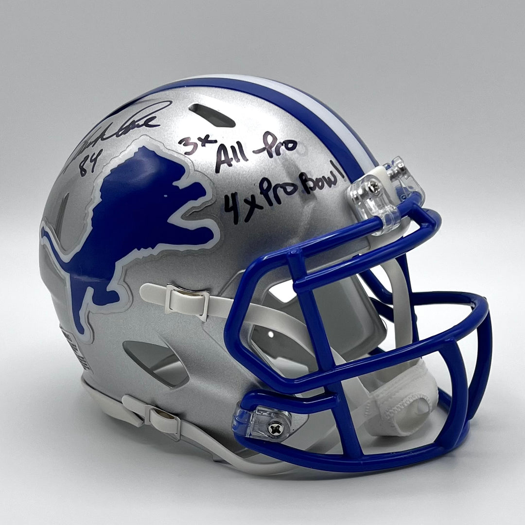 Herman Moore Autographed Detroit Lions Throwback Mini-Helmet Beckett Certified