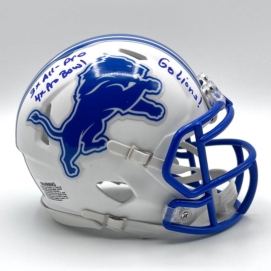 Rare Herman Moore Autographed Speed Flat White Mini-Helmet