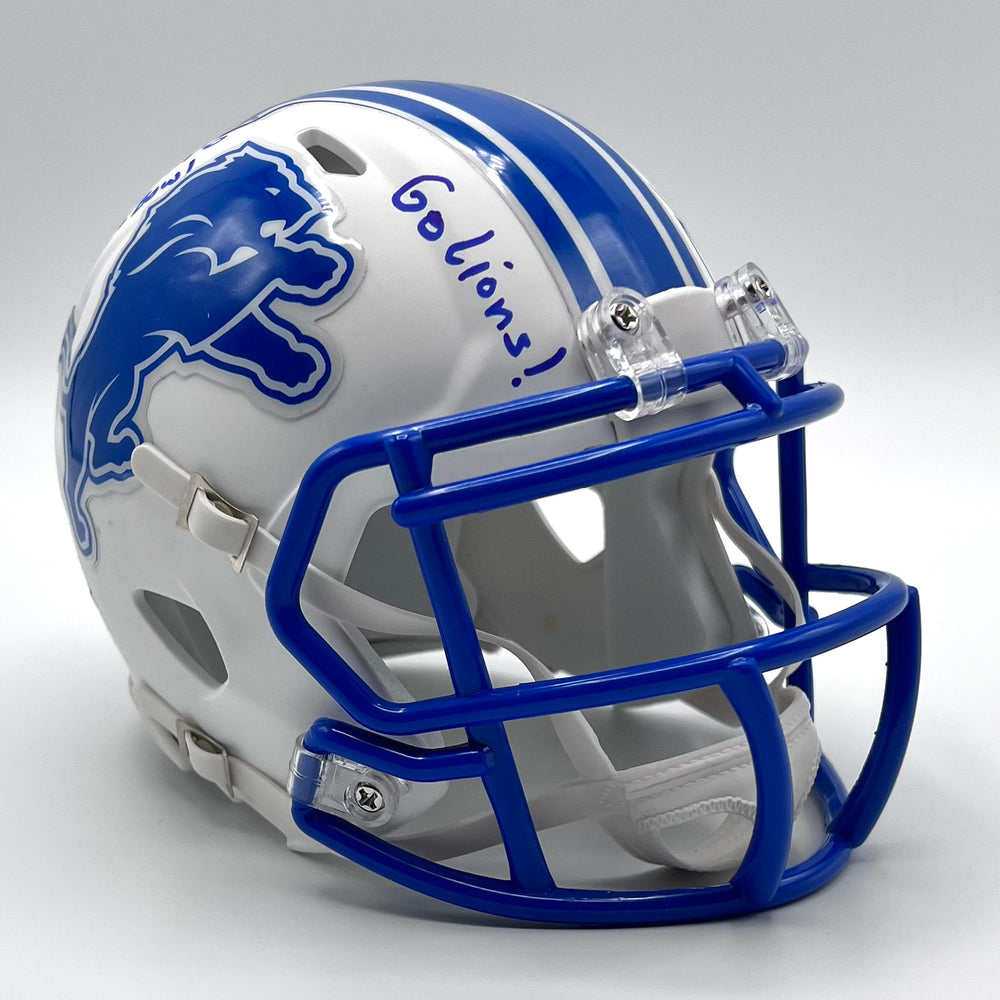 Rare Herman Moore Autographed Speed Flat White Mini-Helmet