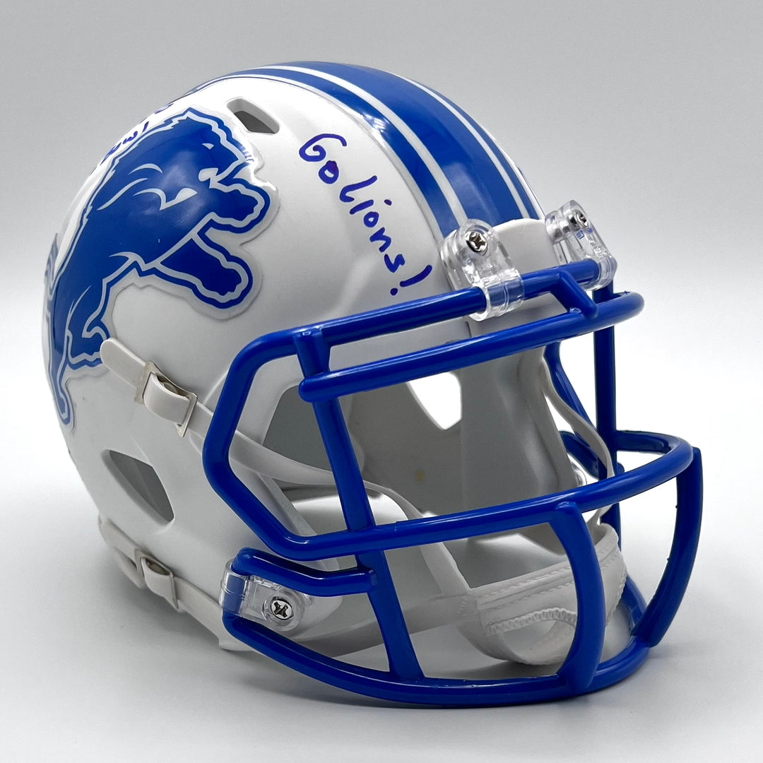 Rare Herman Moore Autographed Speed Flat White Mini-Helmet