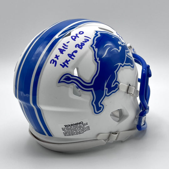 Rare Herman Moore Autographed Speed Flat White Mini-Helmet