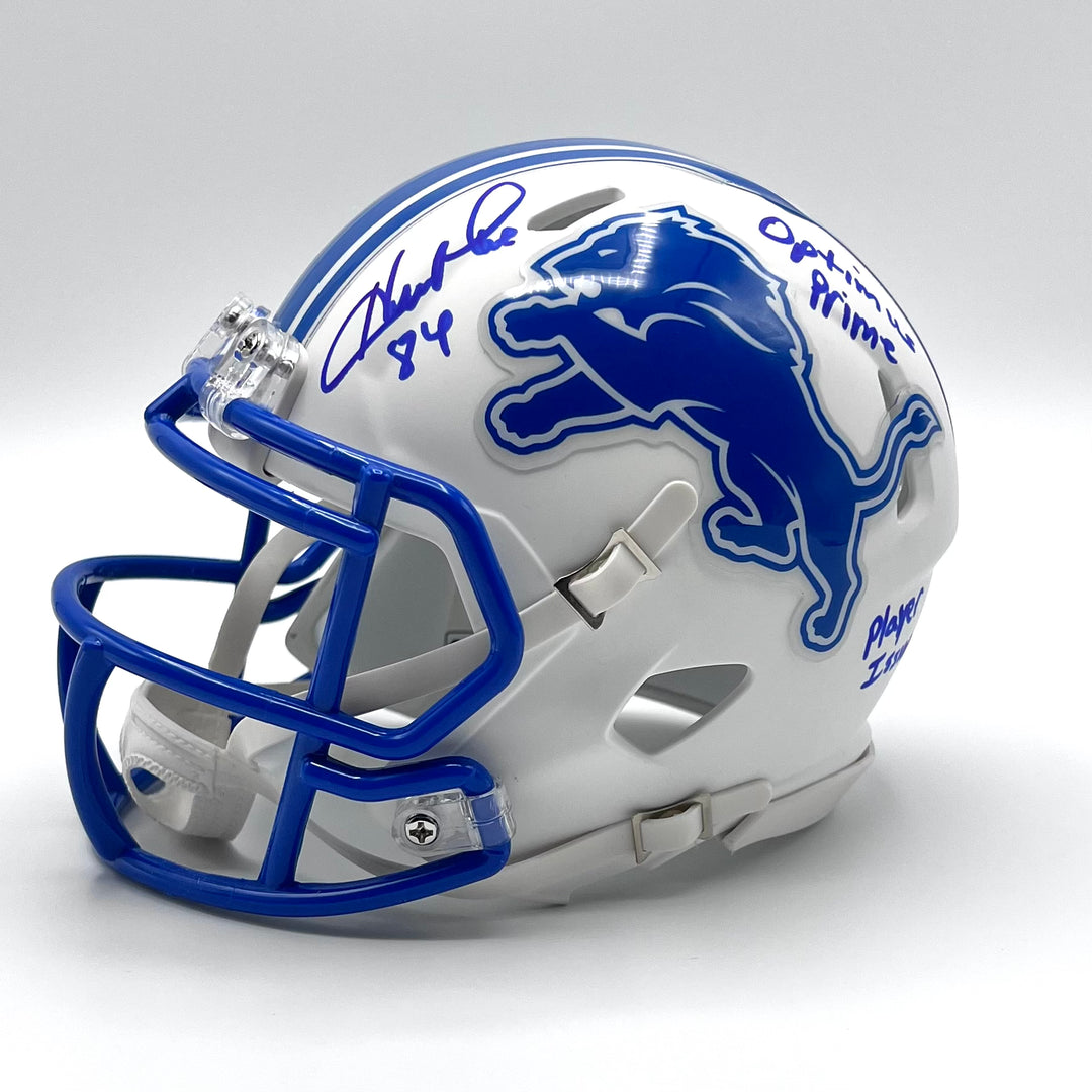 Rare Herman Moore Autographed Speed Flat White Mini-Helmet