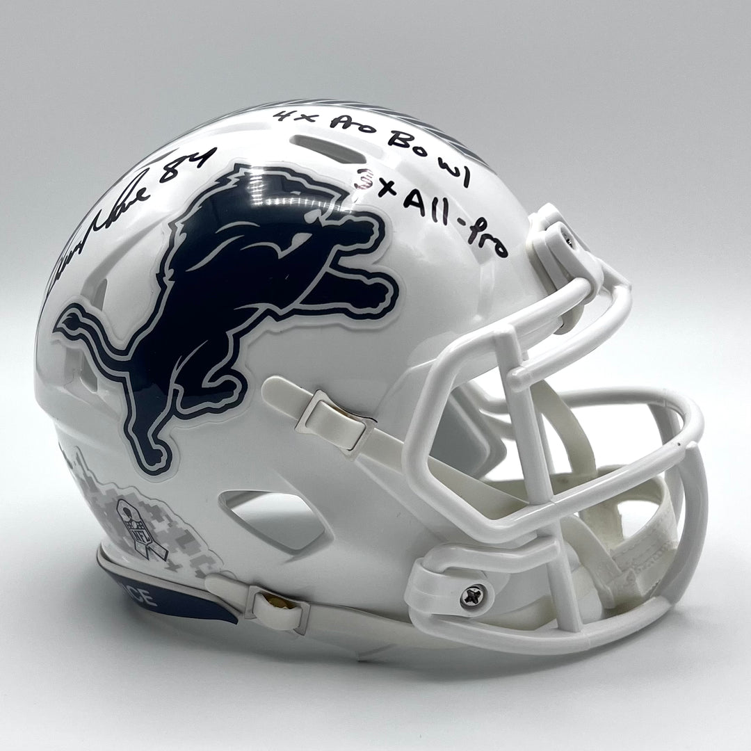 Herman Moore Autographed Speed Salute to Service 2024 Mini-Helmet ' Your Bravery Means Everything'