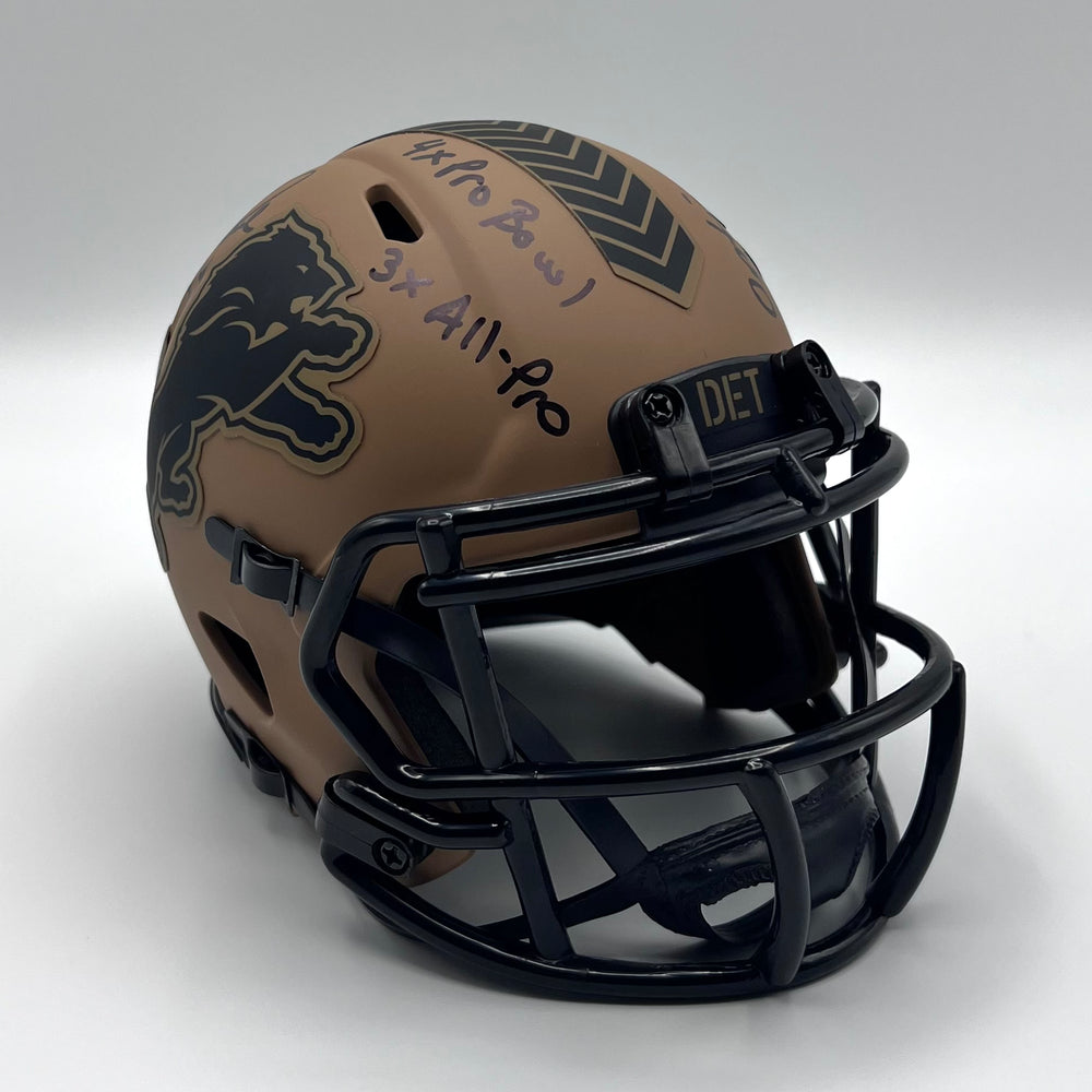 Herman Moore Autographed Beckett Certified Military Brown Mini-Helmet