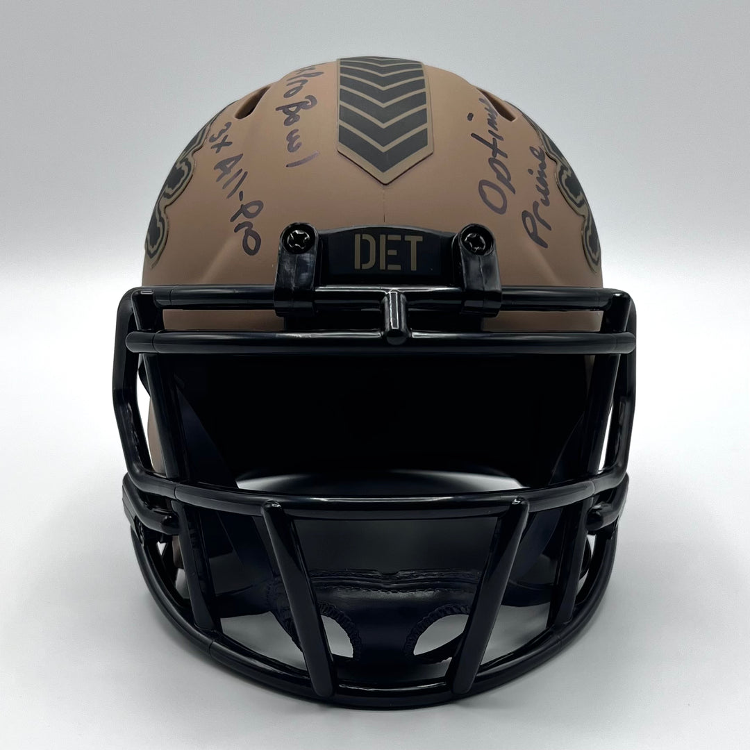 Herman Moore Autographed Beckett Certified Military Brown Mini-Helmet