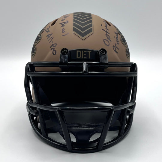 Herman Moore Autographed Beckett Certified Military Brown Mini-Helmet