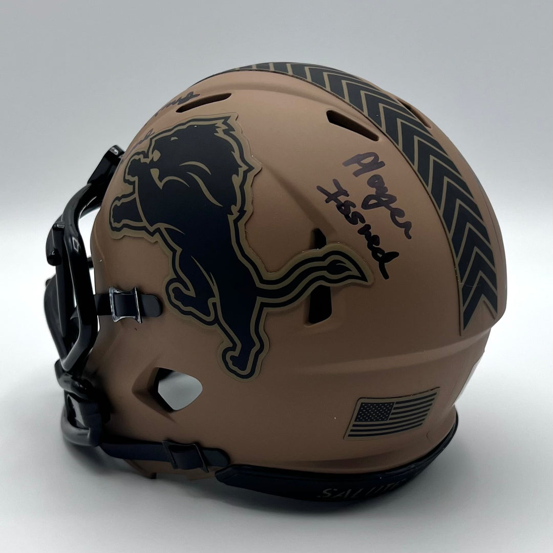 Herman Moore Autographed Beckett Certified Military Brown Mini-Helmet