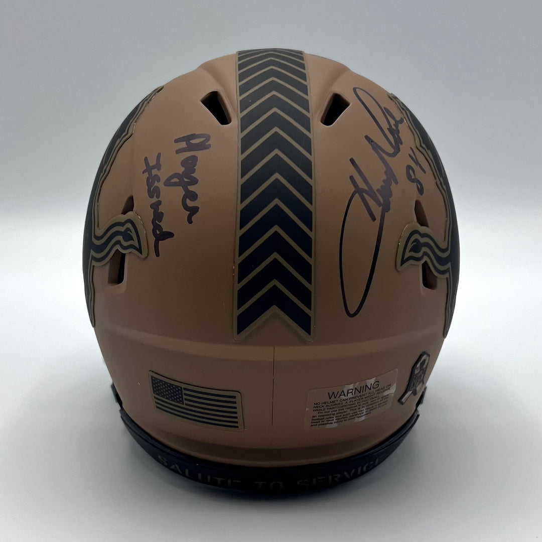 Herman Moore Autographed Beckett Certified Military Brown Mini-Helmet