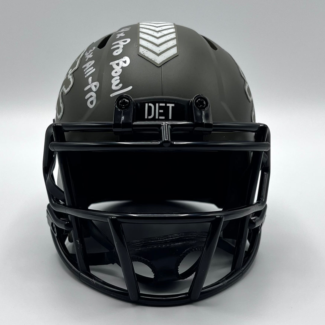 Herman Moore Autographed Beckett Certified Speed Salute to Service 2024 Mini-Helmet