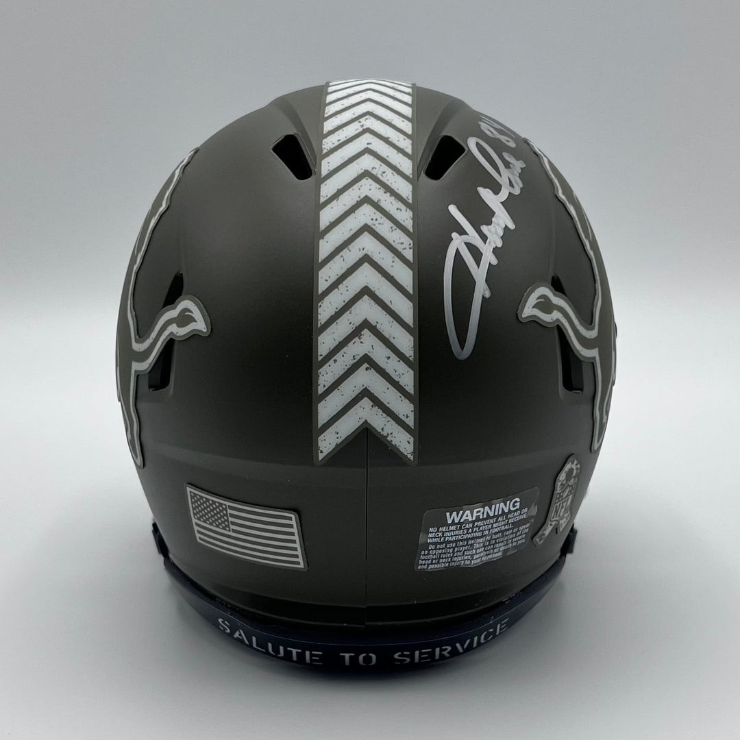 Herman Moore Autographed Beckett Certified Speed Salute to Service 2024 Mini-Helmet