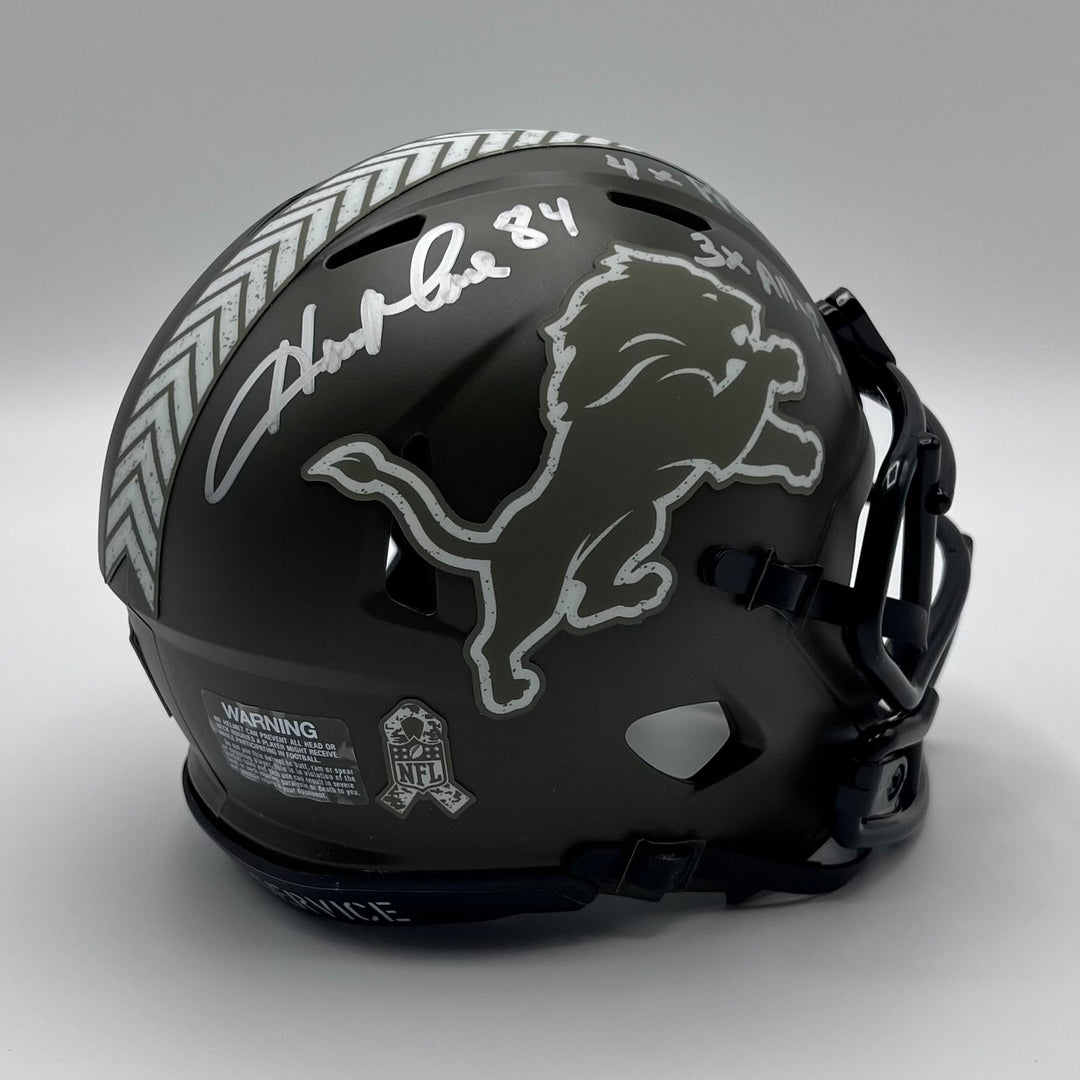 Herman Moore Autographed Beckett Certified Speed Salute to Service 2024 Mini-Helmet