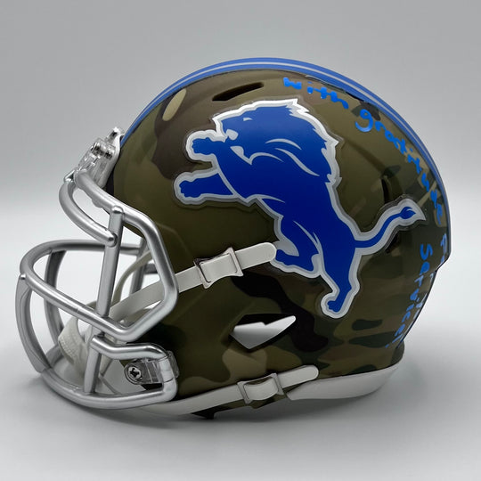 Herman Moore Autographed Speed Salute to Service 2024 Mini-Helmet 'With Gratitude'