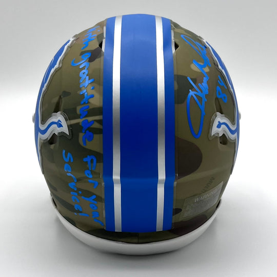 Herman Moore Autographed Speed Salute to Service 2024 Mini-Helmet 'With Gratitude'
