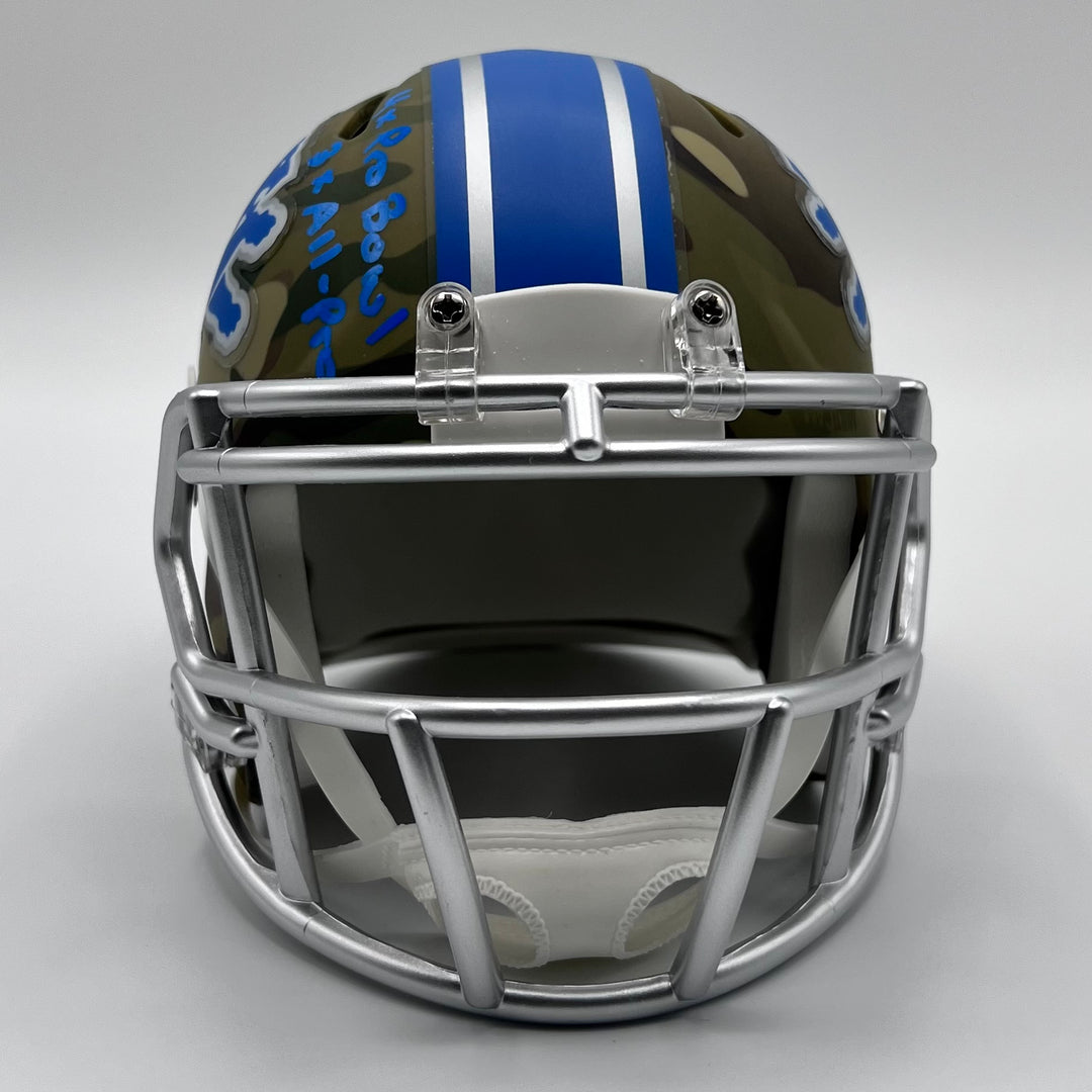 Herman Moore Autographed Speed Salute to Service 2024 Mini-Helmet 'With Gratitude'