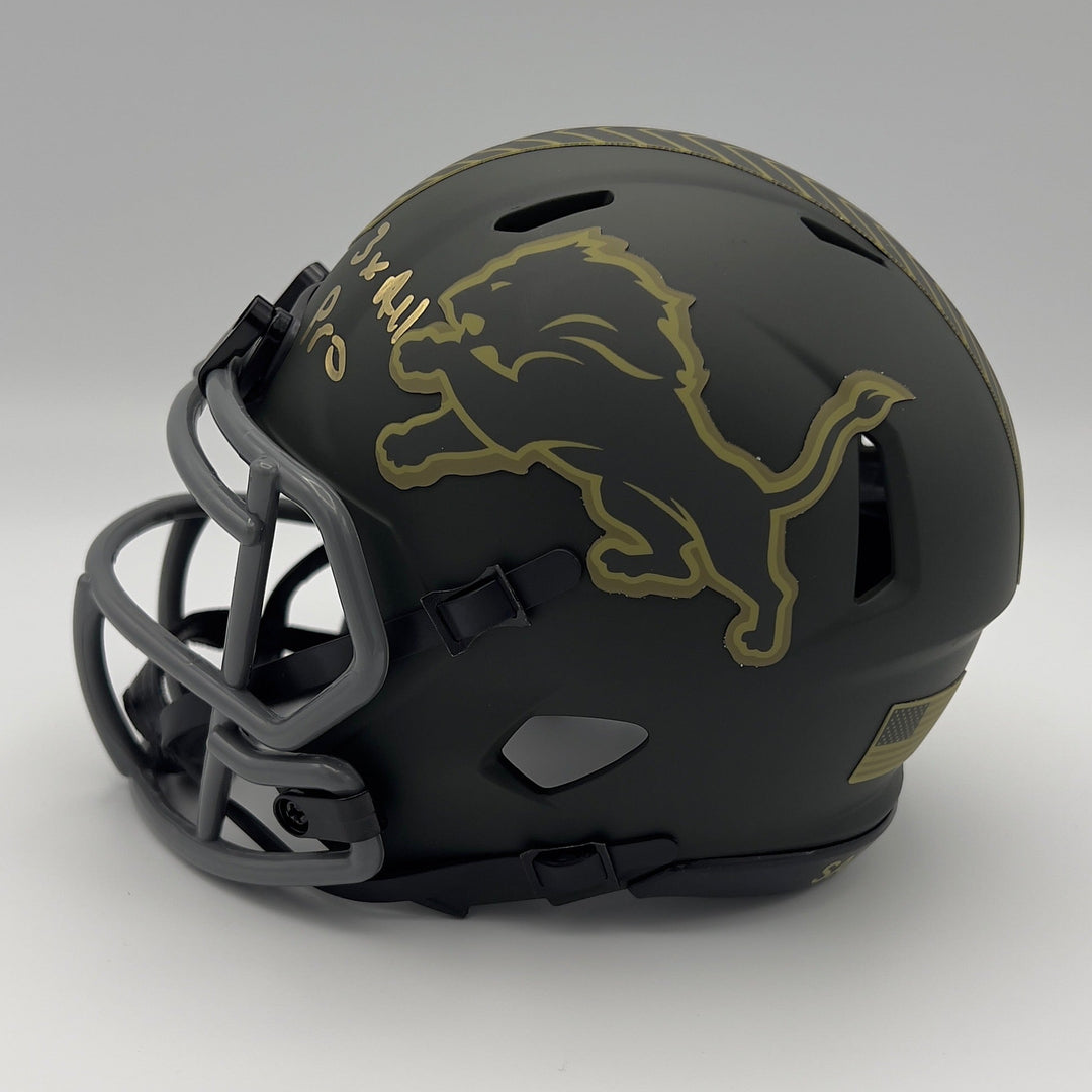 Herman Moore Autographed Salute to Service Detroit Lions Mini-Helmet