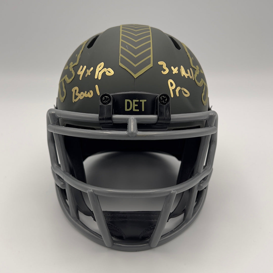 Herman Moore Autographed Salute to Service Detroit Lions Mini-Helmet