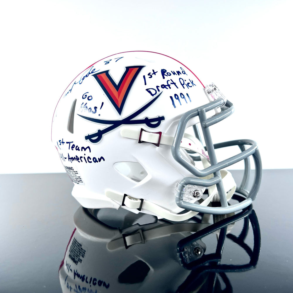 Herman Moore Signed Player Issued Limited-Edition Speed College Riddell Mini Helmet Virginia Matte White