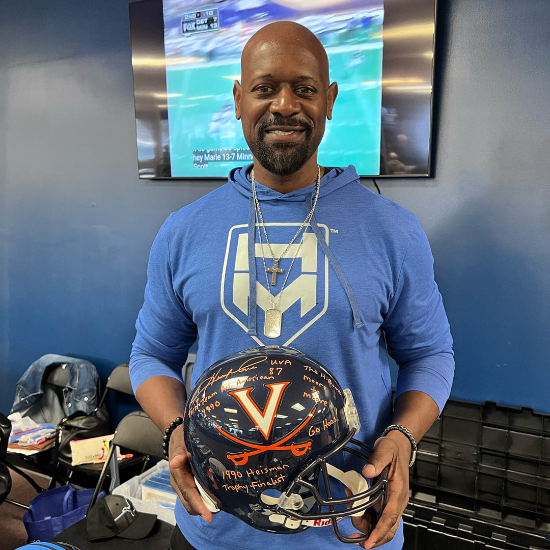 Herman Moore Player-Issued Signed Virginia Replica Helmet